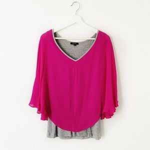 DREW Silk Double Layered Pink Gray Tank Blouse